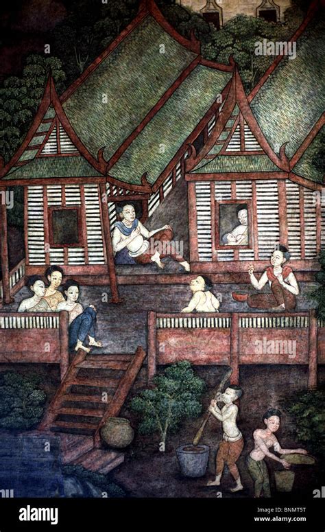 Buddha und der Affe - klassische thailändische Wandmalerei