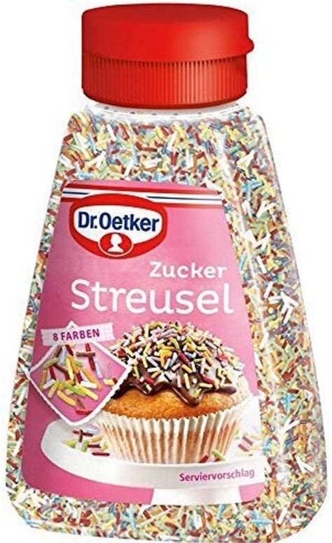Bunte Streusel und Anwendung auf diversen Backwaren