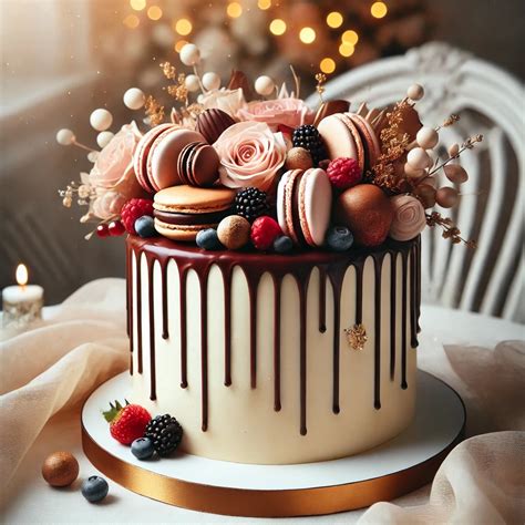 Bunte Torten mit frischer Dekoration