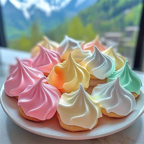 Bunte und marmorierte Baiser-Drops auf Blech