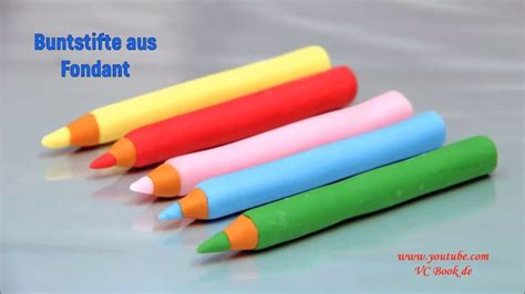 Buntstifte aus Fondant in Pastellfarben