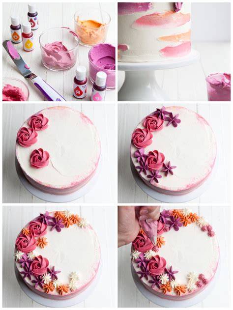 Buttercreme in verschiedenen Farben und Spritztechniken