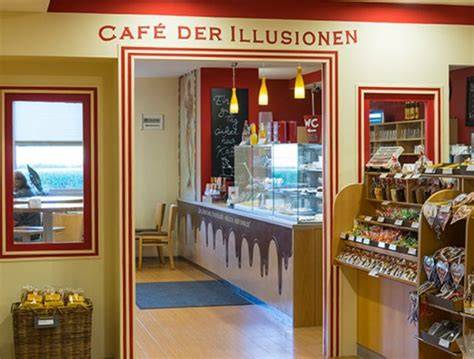 Café der Illusionen: Sitzbereich und Präsentation von Pralinen