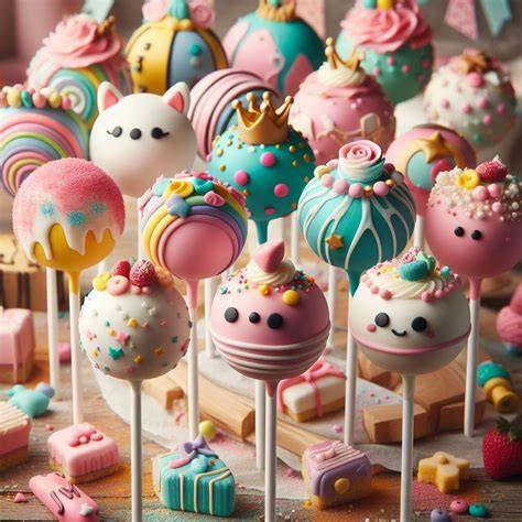Cake Pops fertig dekoriert auf einer Etagere