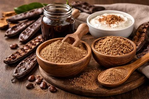 Carob: Pulver und Johannisbrotkernmehl als Verdickungsmittel