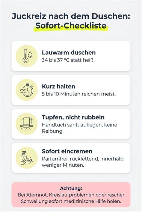 Checkliste: Vorbeugung gegen Juckreiz (Duschen, Kleidung, Ernährung)