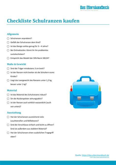 Checkliste für Schulranzen-Kauf