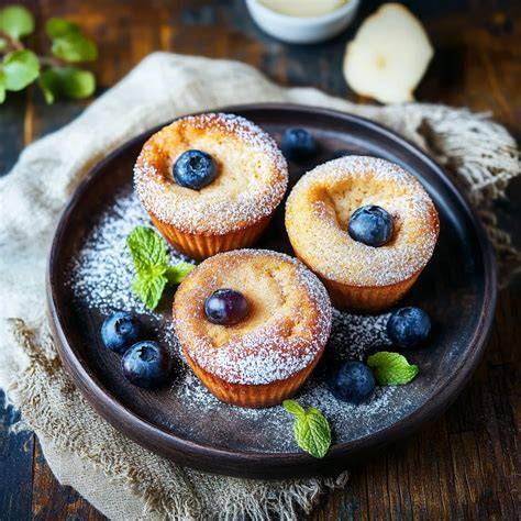 Cheesecake-Muffins mit Beeren auf einem Teller
