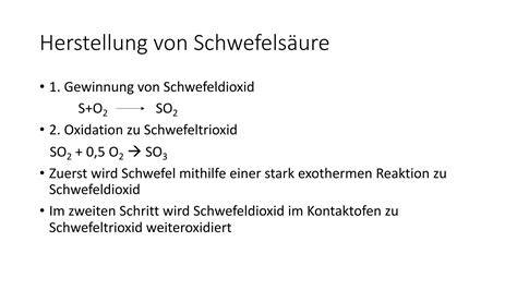 Chemische Formel SO2 und Umwandlung zu Schwefelsäure Schema