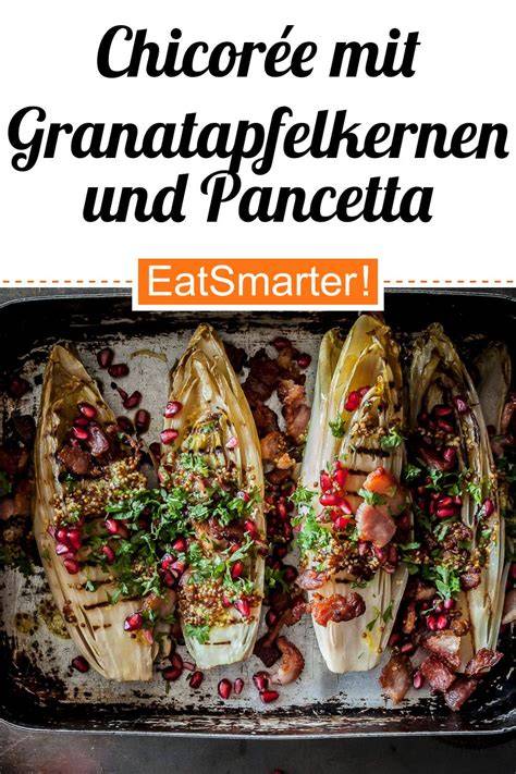 Chicorée mit Schokoladendressing und Granatapfelkernen