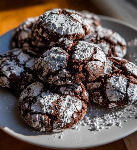 Chocolate Crinkle Cookies, typisch aufgebrochene Oberfläche