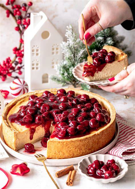 Christmas Cheesecake mit Glühweinkirschen
