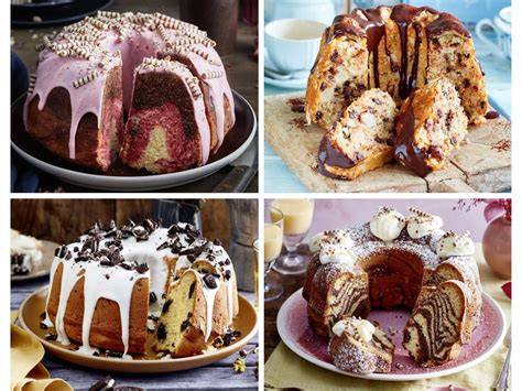 Collage: Basis-Brotkuchen, Altbrot-Gugelhupf, Karamell-Brotkuchen