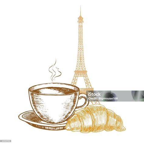 Collage: Croissant, Eiffelturm, Mini-Kaffeetasse - Themenserie Schmuck