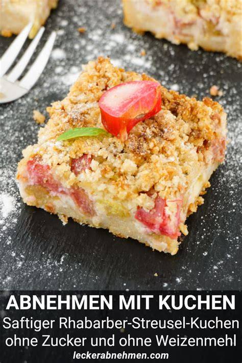 Collage: Erdbeertorte ohne Zucker, Mandelkuchen, Rhabarberkuchen, Tassenkuchen