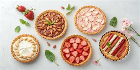 Collage: Schokoladentorten, Fruchttorten, kleine Tartes