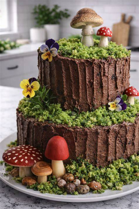 Collage: Waldtorte, Gartentorte, Ostertorte - Anwendung von essbarem Moos