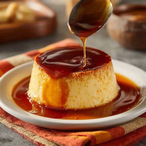 Crème Caramel mit flüssigem Karamell-Topping