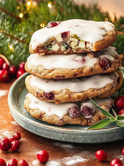 Cranberry-Kekse mit weißer Schokolade, gebacken und angerichtet