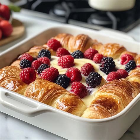 Croissant Auflauf im Kuehlschrank vorbereitet