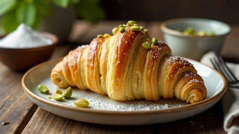 Croissant mit Marmelade, Vanille und Nuss-Topping