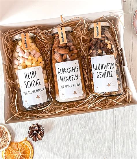 DIY Verpackungsideen: Geschenktüte, Glas und Keksdose