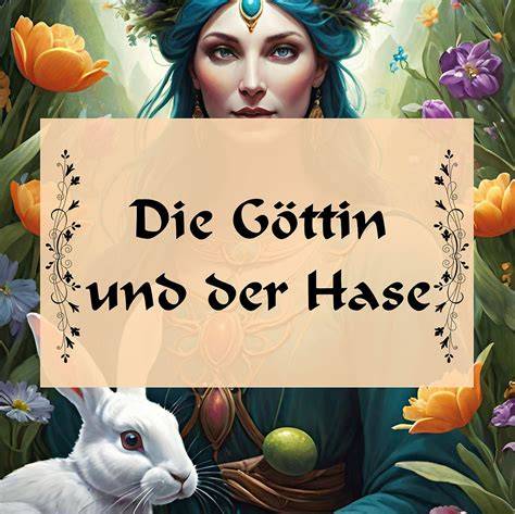 Darstellung der germanischen Göttin Ostara mit Hase