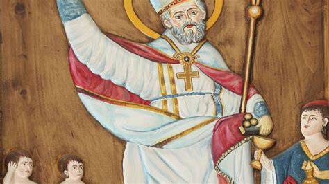 Darstellung des historischen Nikolaus von Myra mit Mitra und Bischofsstab