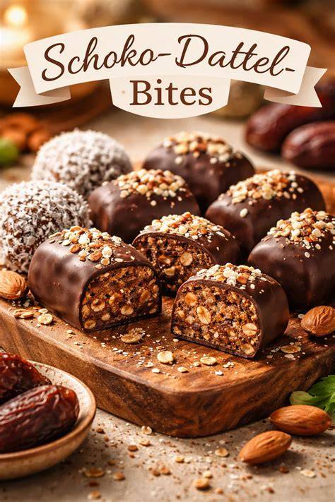 Dattel-Energieballs und Dattel Schokolade als Snack, Rezeptbeispiel
