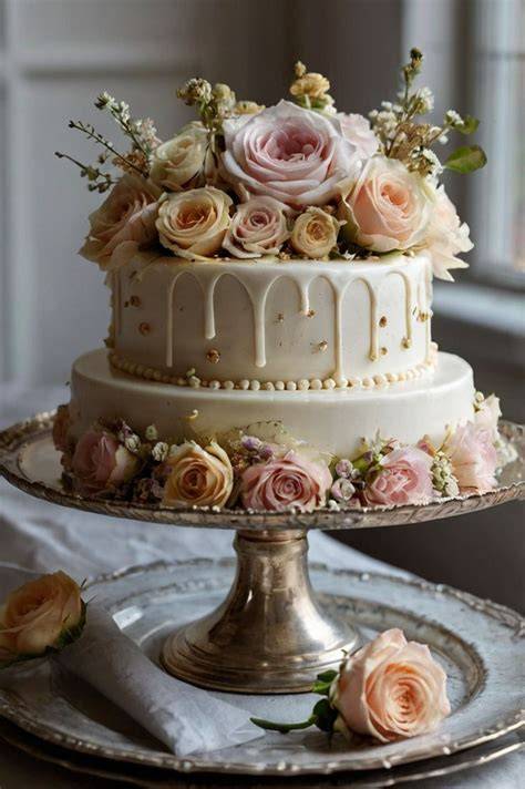 Dekoration einer Kindertorte mit Schokolade und frischen Blumen, Minimal Style