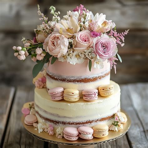 Dekorationsideen: Fondantblumen, Perlen, Glitzerpuder auf der fertigen Torte