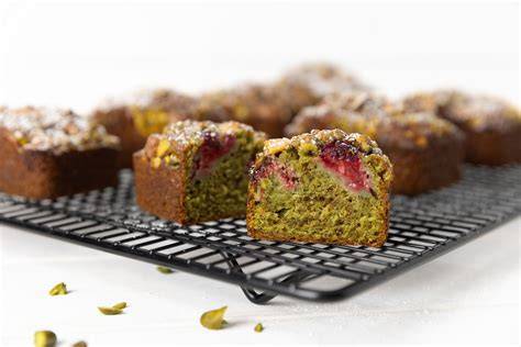 Dekorationsideen: frische Himbeeren, Pistazien, Schokogitter