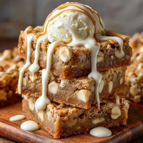 Dekorationsideen für Blondies: Beeren, Nüsse, Karamell