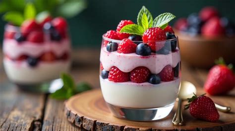 Dekorierte Gläser: Crumble Dessert mit Beeren, Minze und essbaren Blüten