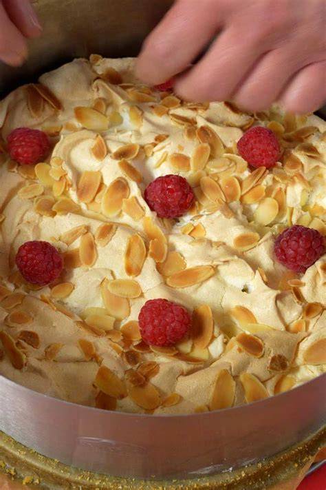Dekorierte Himbeertorte mit Mandeln und Minze, Naked Cake Look