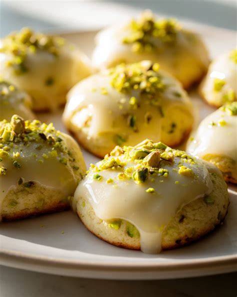 Dekorierte Osterkekse mit Zuckerguss und Pistazien