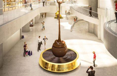 Der über neun Meter hohe Schokoladenbrunnen im Lindt Home of Chocolate