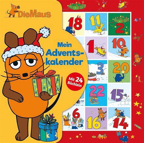 Der Maus Adventskalender von außen und die verschiedenen Verpackungen