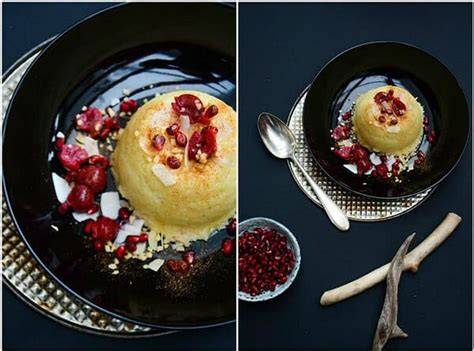 Dessert mit Kardamom, Granatapfelkernen und Haselnüssen