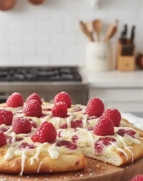 Dessertpizza mit Früchten, Schokolade und Streuseln