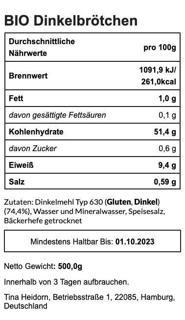 Detailaufnahme Zutatenliste auf Etikett