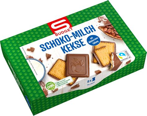 Detailfoto von S Budget Schoko Milch Kekse und Verpackung