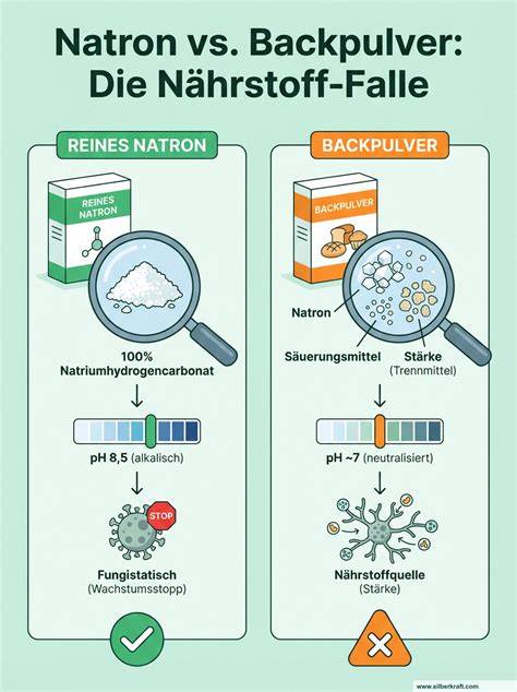 Diagramm: Backpulver vs. Natron - chemische Reaktionen im Kuchenteig