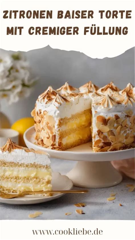Diagramm: Schichtaufbau der Zitronen-Baiser-Torte (Boden, Zitronencreme, Sahne/Baiser, Dekor)