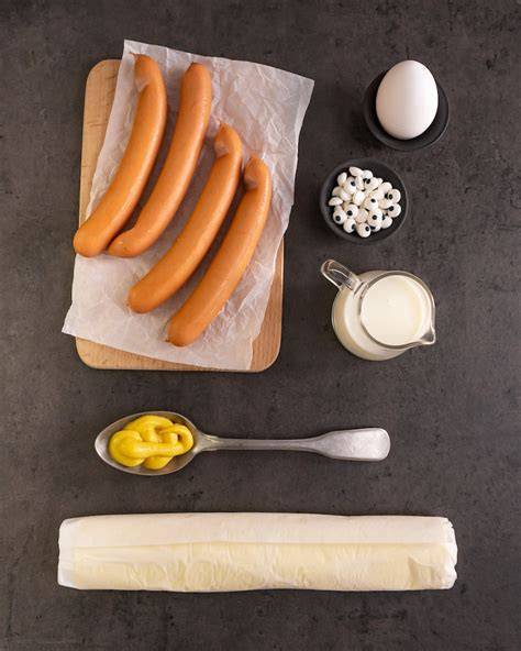 Die wichtigsten Zutaten für Croissants mit Würstchen