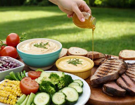 Dip zu gegrilltem Fleisch und Gemüse