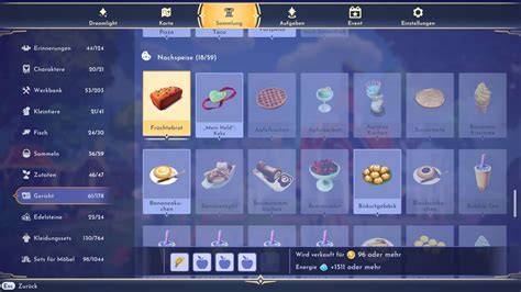Disney Dreamlight Valley Dessert Zutaten Übersicht Karte