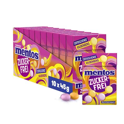 Display mit 10 Böxli Mentos Fruit Dragees Zuckerfrei