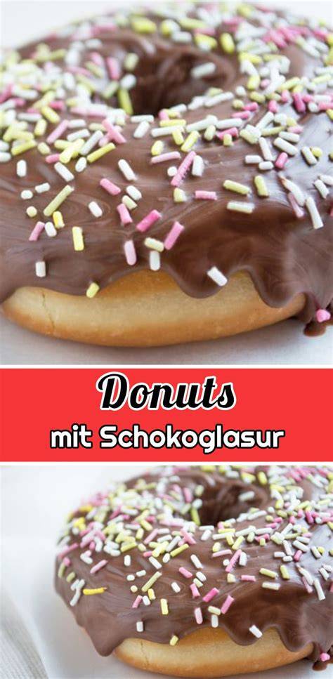 Donuts mit glänzender Schokoglasur und Streuseln