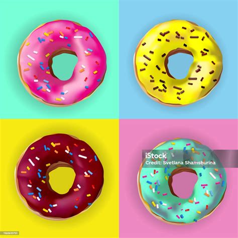 Donuts mit verschiedenen bunten Glasuren und Toppings